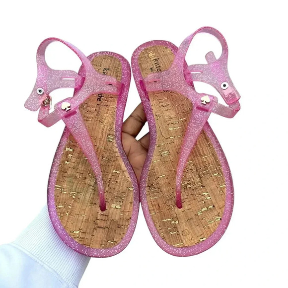 Kate Spade Pink Yari Glitter Jelly Sandals Size 9 - Picture 7 of 8